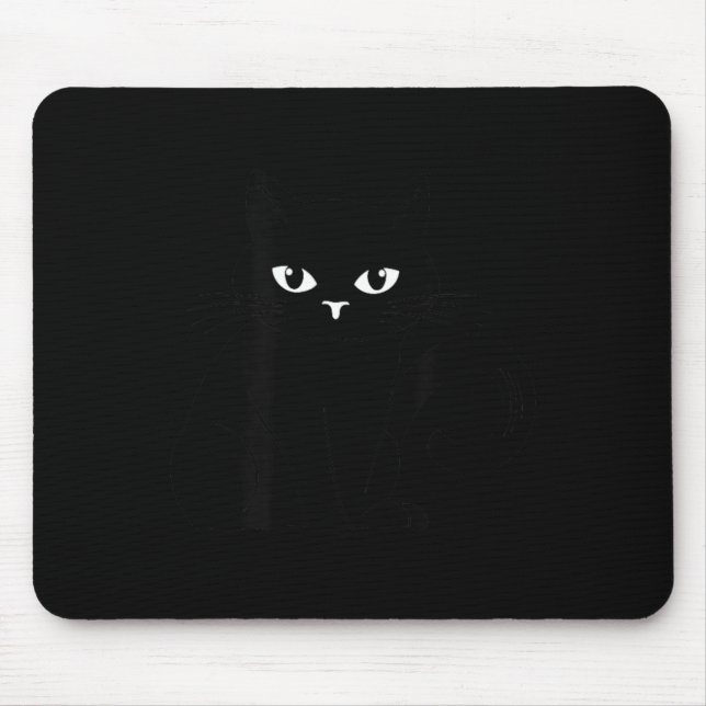 Funny Kids Halloween Black Cat Illustration Mouse Pad (Front)