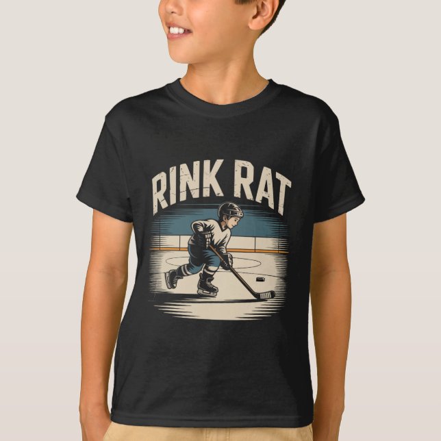 Funny Kids Ice Hockey Player Rink Rat  T-Shirt (Front)