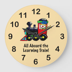 funny kids Learning Train cartoon Large Clock