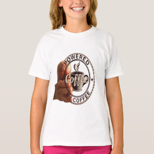 Funny Kids "Powered By Coffee" Graphic T-Shirt