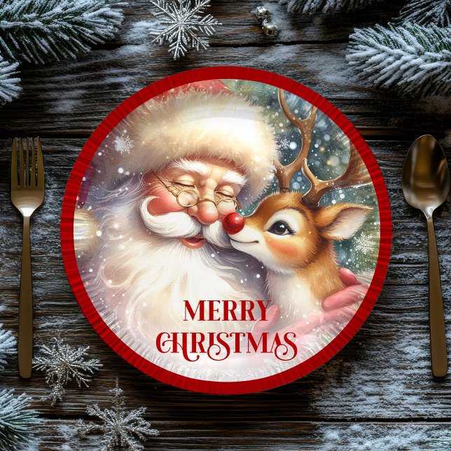 Funny Kids Santa Rudolph Holiday Party Plates (Funny Kids Santa Rudolph Holiday Party Plates)