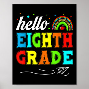 Funny Kids Students Hello 8th Grade Funny Teacher  Poster