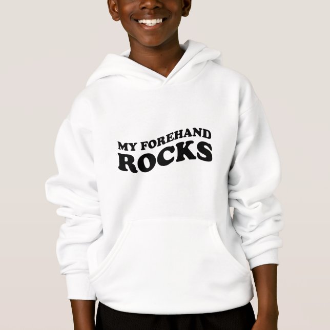 Funny Kids Tennis Sweatshirt : My Forehand Rocks (Front)