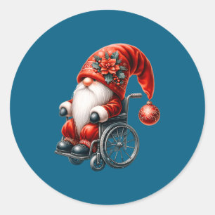 Funny Kids Wheelchair Santa Graphic For Men Christ Classic Round Sticker