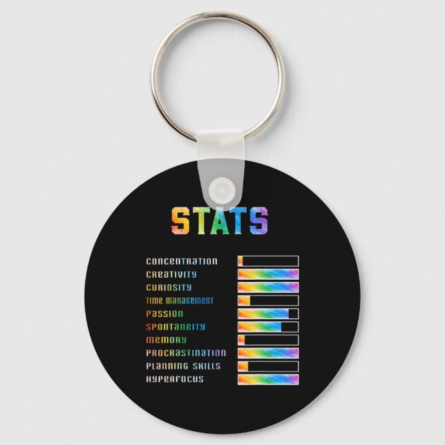 Funny Kids With Adhd Stats Neurodiversity Adhd Awa Key Ring (Front)