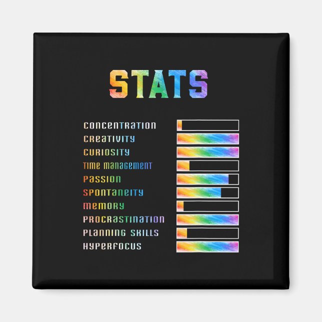 Funny Kids With Adhd Stats Neurodiversity Adhd Awa Magnet (Front)