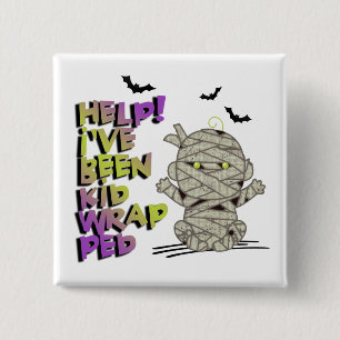 Funny Kidwrapped Mummy Baby Green ID683 15 Cm Square Badge