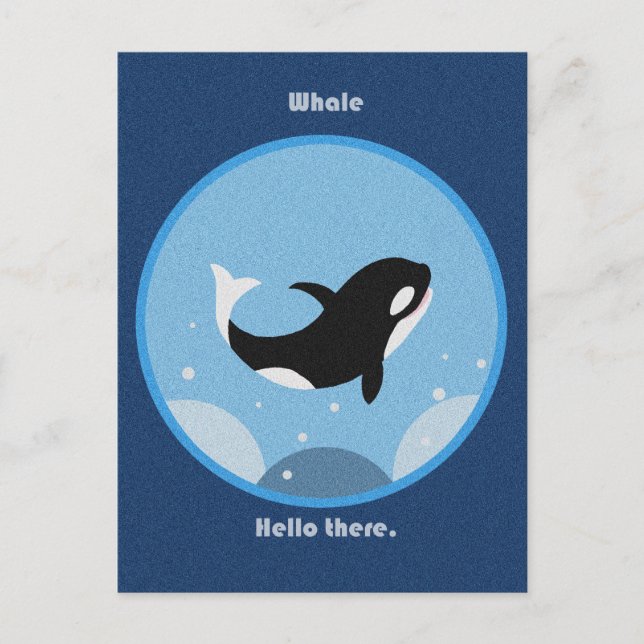 Funny Killer Whale Hello There Postcard Happy Orca (Front)