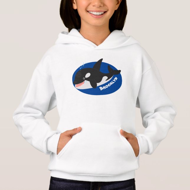 Funny killer whale orca cute cartoon illustration (Front)