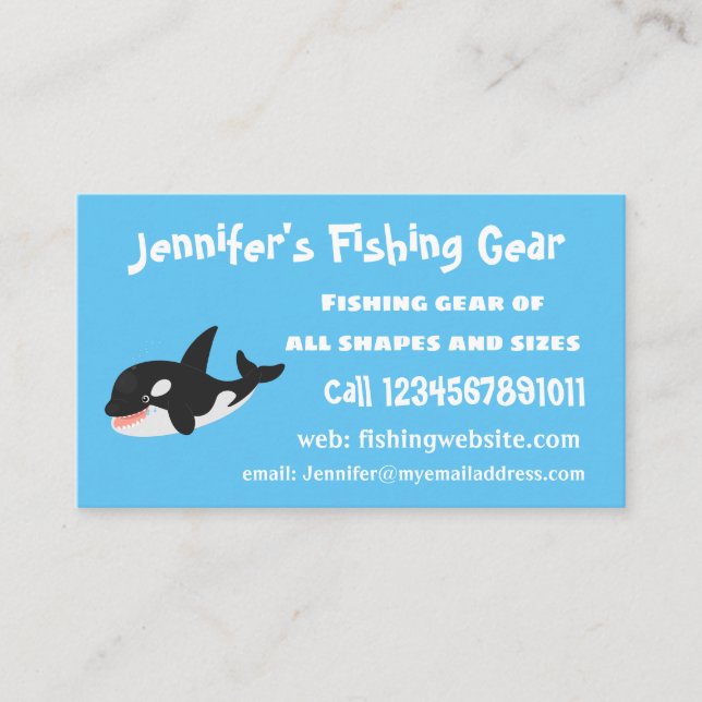 Funny killer whale orca cute cartoon illustration business card (Front)