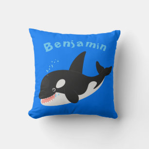 Funny killer whale orca cute cartoon illustration cushion