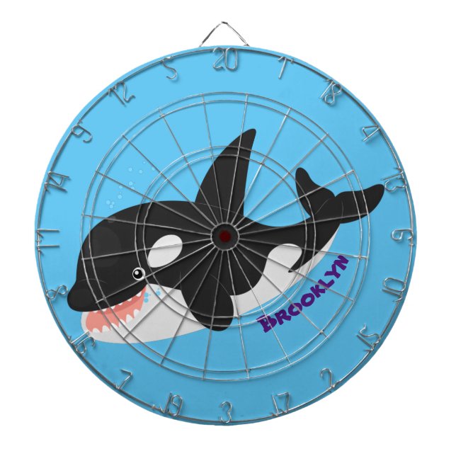 Funny killer whale orca cute cartoon illustration dartboard (Front)