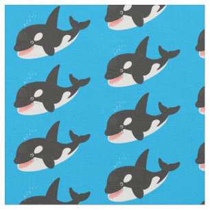 Funny killer whale orca cute cartoon illustration fabric