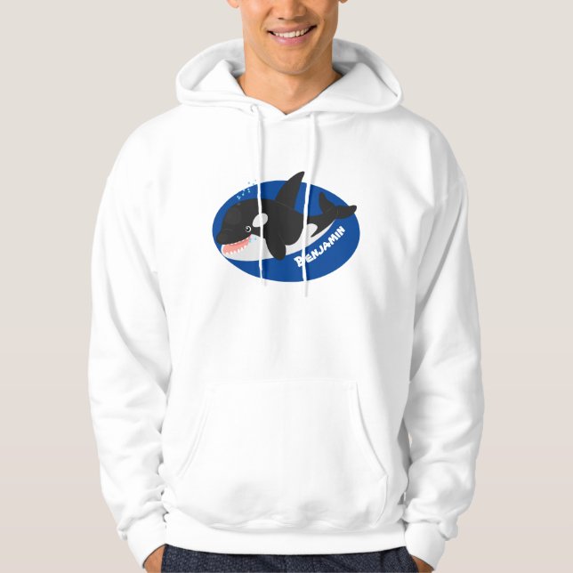 Funny killer whale orca cute cartoon illustration hoodie (Front)