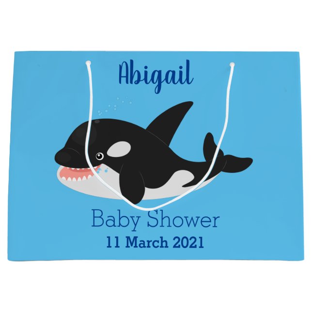 Funny killer whale orca cute cartoon illustration large gift bag (Front)