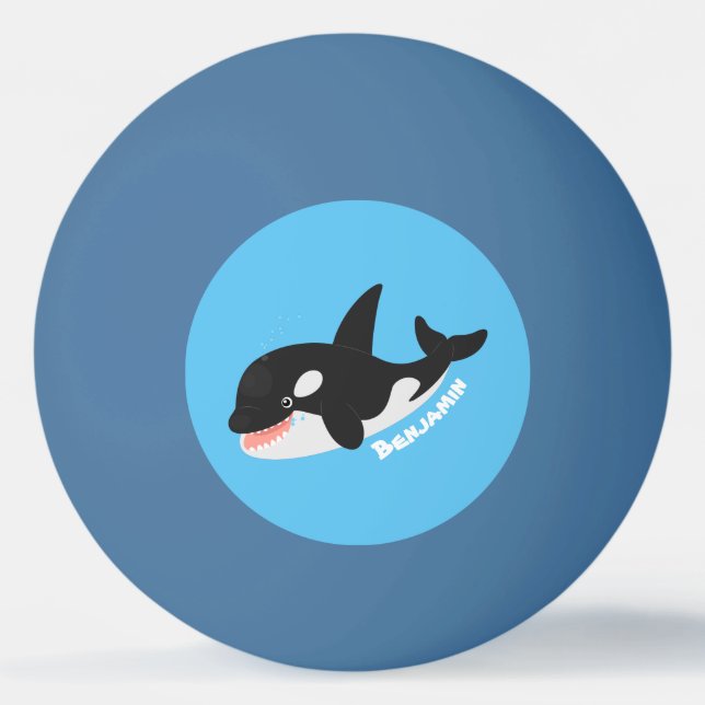 Funny killer whale orca cute cartoon illustration ping pong ball (Front)