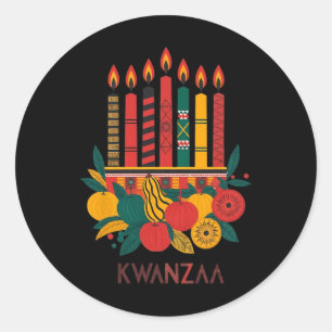 Funny Kinara Seven Candles Kwanzaa Celebration 2  Classic Round Sticker