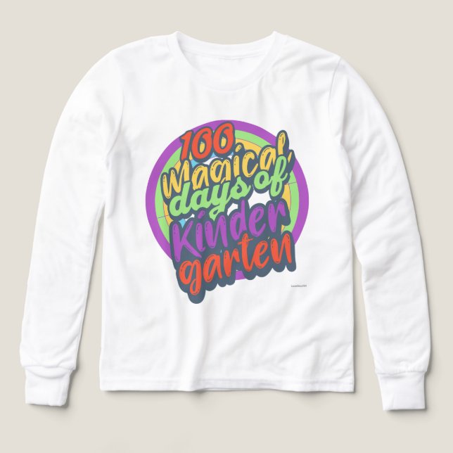 Funny Kindergarten 100th Day Sparkle Teacher Class (Design Front)