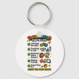 Funny Kindergarten Checklist First Grade Boy Girl  Key Ring