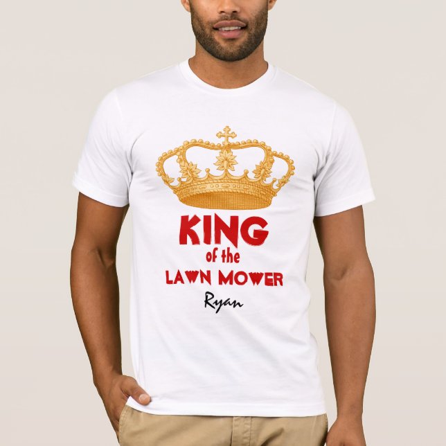 Funny King of the Lawn Mower with Gold Crown V29 T-Shirt (Front)