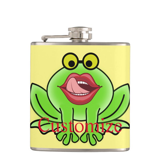 Funny Kiss A Toad Thunder_Cove Hip Flask (Front)