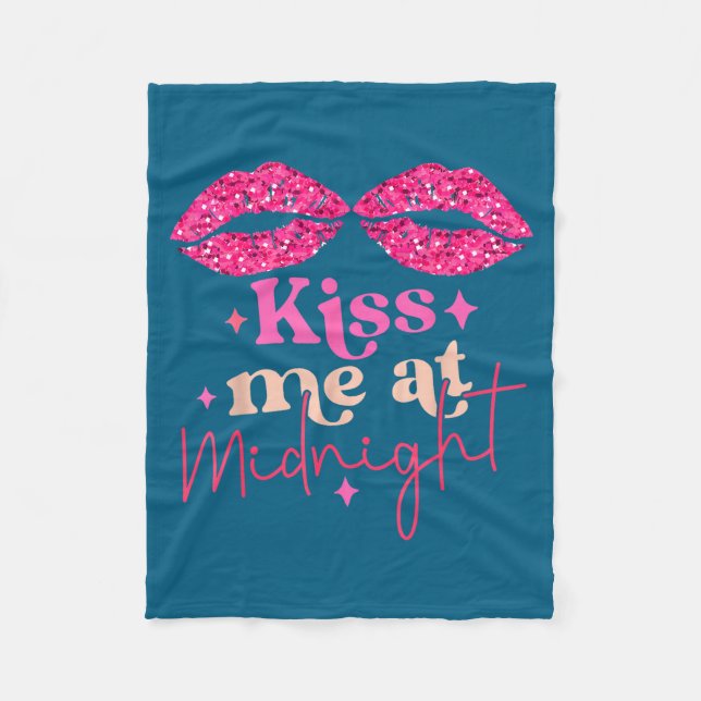 Funny Kiss Matching Couples Midnight Fleece Blanket (Front)