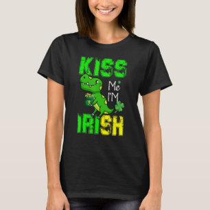 Funny Kiss Me I'm Irish St Patrick's Day Cute Dino T-Shirt