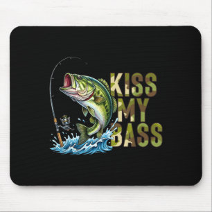 Funny kiss my-bass camo fishing lover bass fisher mouse pad