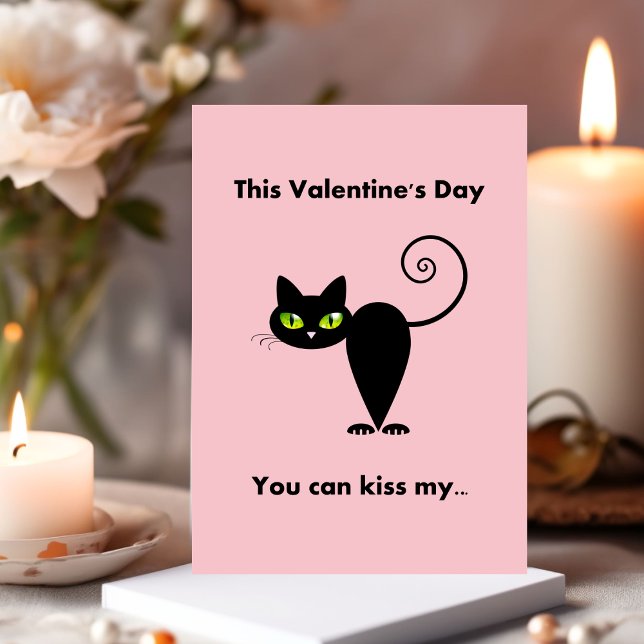 Funny Kiss My Black Cat Valentine Holiday Card (Creator Uploaded)
