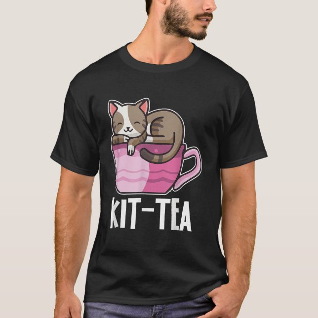 Funny Kit tea or kitty Cat Ever Colourful cat and  T-Shirt (Front)
