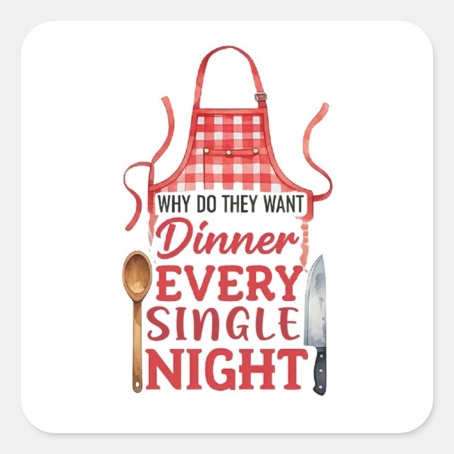 Funny Kitchen Apron Design Square Sticker (Front)