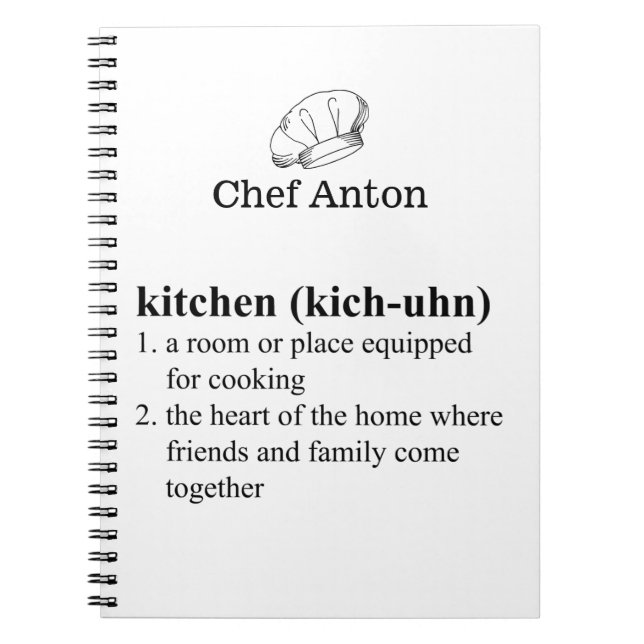 Funny Kitchen Dictionary Definition Home Chef Notebook (Front)