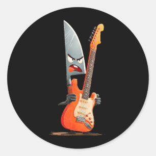 Funny Kitchen Knife with Electric Guitar Costume Classic Round Sticker
