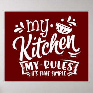 funny kitchen rules word art poster