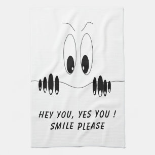 Funny Kitchen Towel Curiosity Eyes - Custom Text