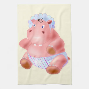 Funny Kitchen Towel with Baby Hippo
