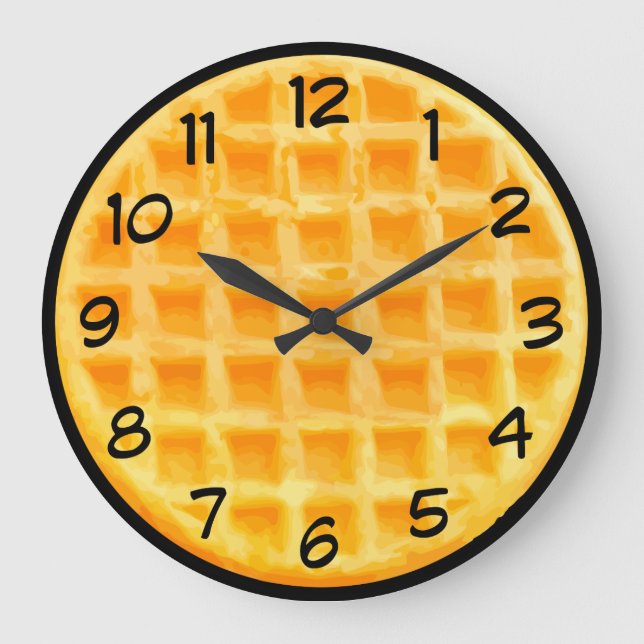 Funny Kitchen Waffle Theme Wall Large Clock (Front)