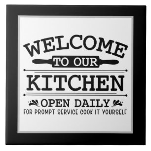 Funny kitchen welcome word art  tile