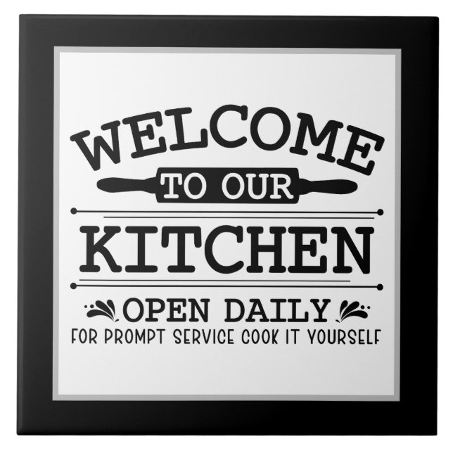 Funny kitchen welcome word art  tile (Front)