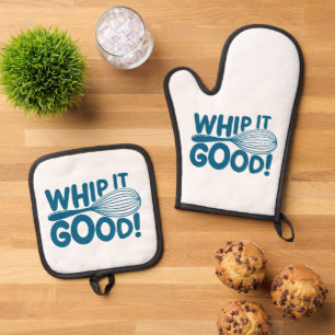 Funny Kitchen Whip It Good Chef Cooking Lover Oven Mitt & Pot Holder Set