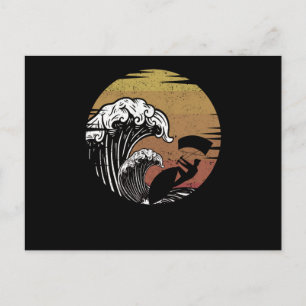 Funny kitesurfing waves windsurfing surfboarding postcard