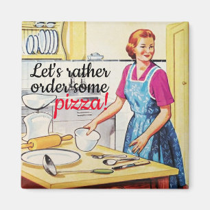 Funny Kitsch 1950's Vintage Housewife in Kitchen Magnet