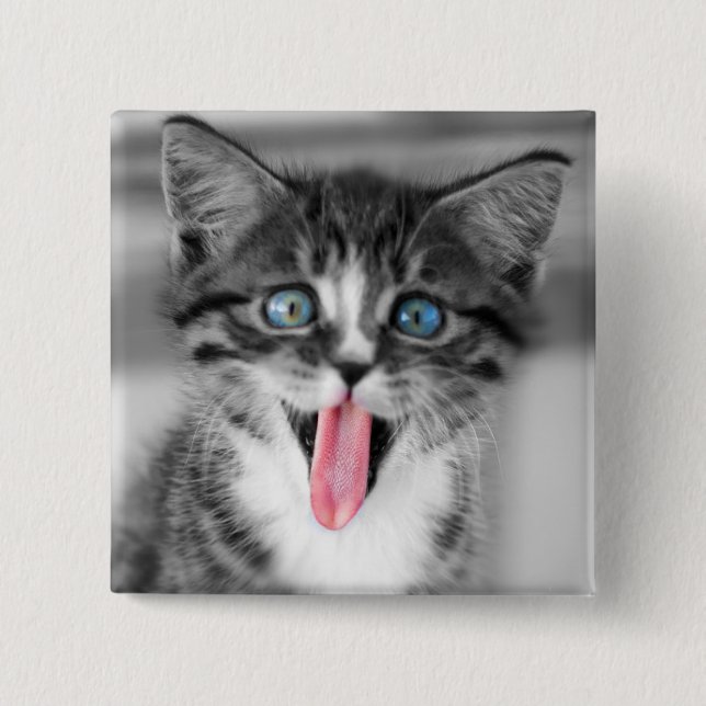 Funny Kitten 15 Cm Square Badge (Front)