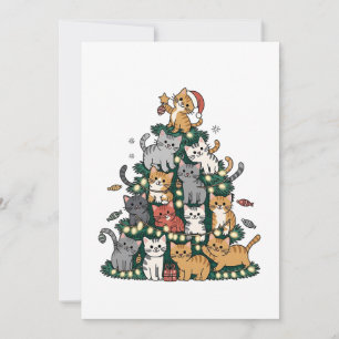 Funny Kitten Christmas Tree Cat Pet Animal Lover Announcement