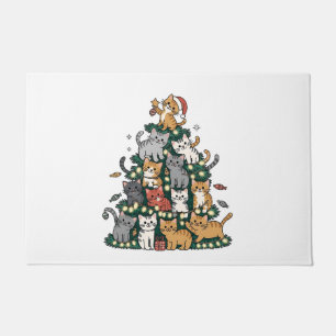 Funny Kitten Christmas Tree Cat Pet Animal Lover Doormat