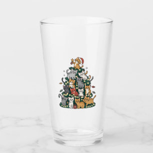 Funny Kitten Christmas Tree Cat Pet Animal Lover  Glass