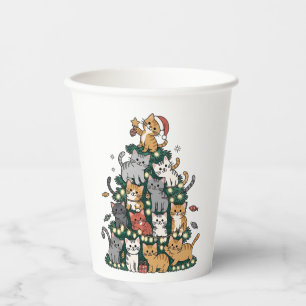 Funny Kitten Christmas Tree Cat Pet Animal Lover  Paper Cups