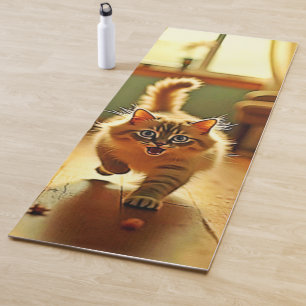 Funny Kitten Spooky Friend Yoga Mat