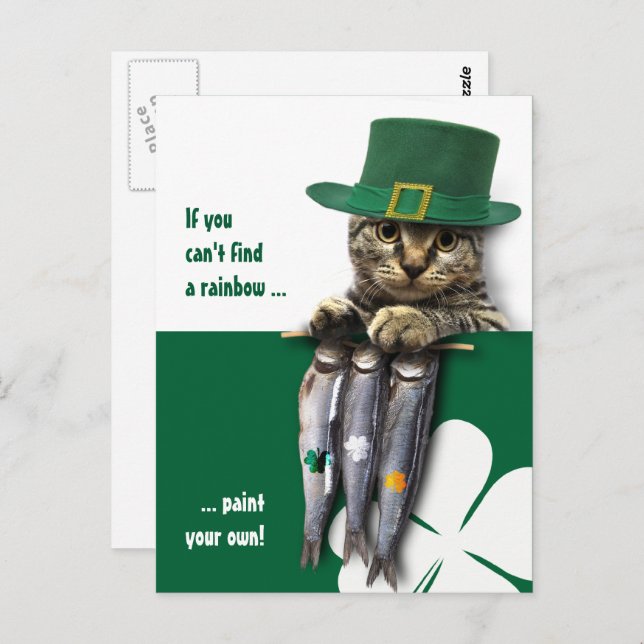 Funny Kitten St. Patrick's Day Custom Postcard (Front/Back)