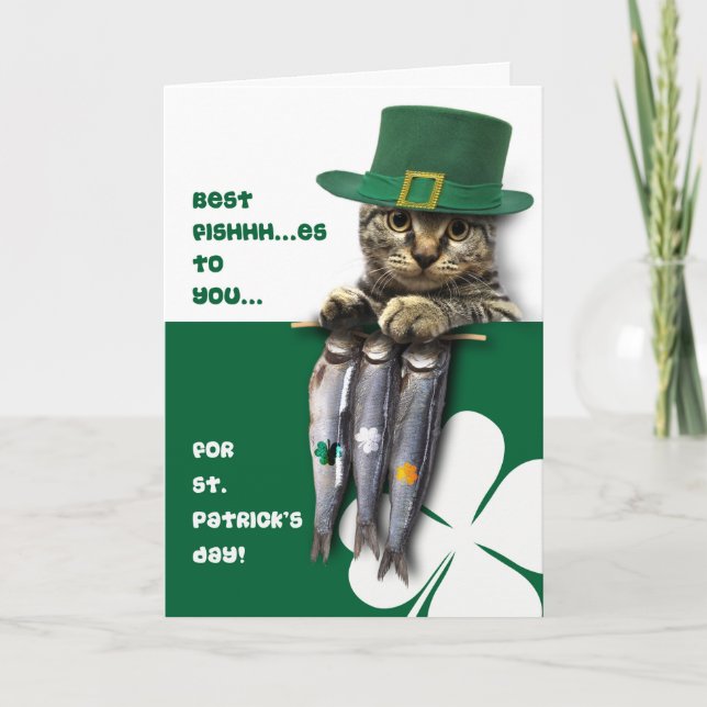 Funny Kitten St. Patrick's Day Greeting Cards (Front)
